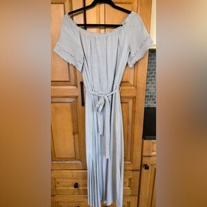 1. State Light Blue and White Striped Maxi Dress